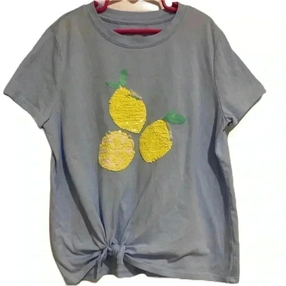 wonder nation Other - Wonder Nation Pineapple Sequins Crop Shirt Size Large 10-12 NWOT